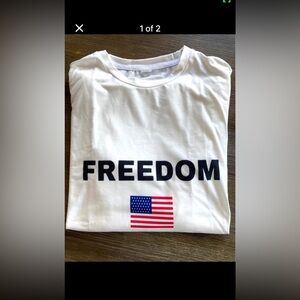 White Freedom T-Shirt with Flag 🇺🇸
